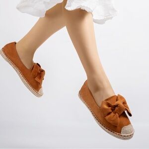 NEW MUSSHOE Espadrilles Sz 8 Womens Suede Burnt Orange Memory Foam Jute Flats